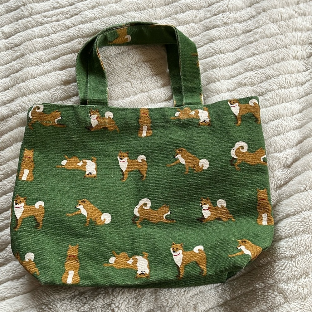 Mini tote bag japanese shiba dog pattern